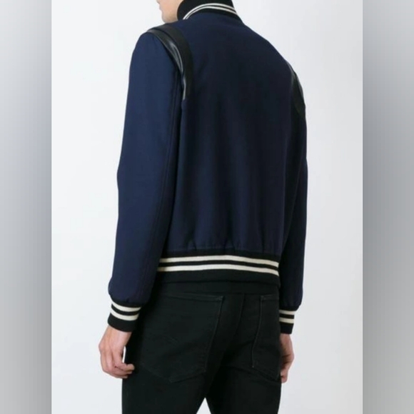 SAINT LAURENT Teddy Jacket in Navy Gabardine Wool (Size 46) - Picture 2 of 9